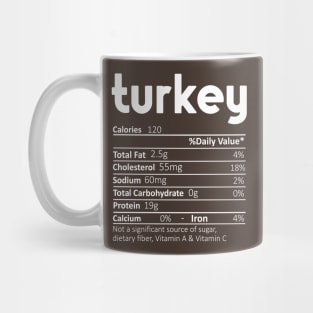 Turkey Nutrition Facts Funny Thanksgiving Christmas Mug